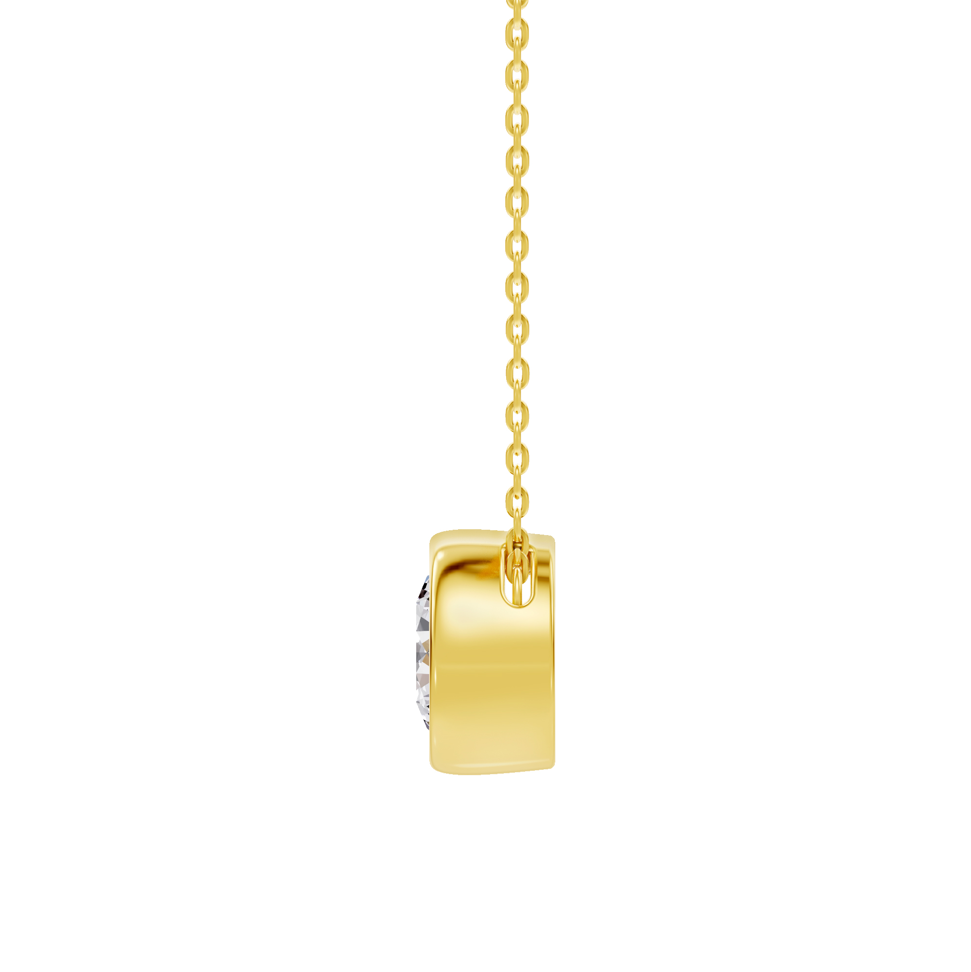 14K Yellow Gold Floating Round Lab Diamond Bezel Pendant